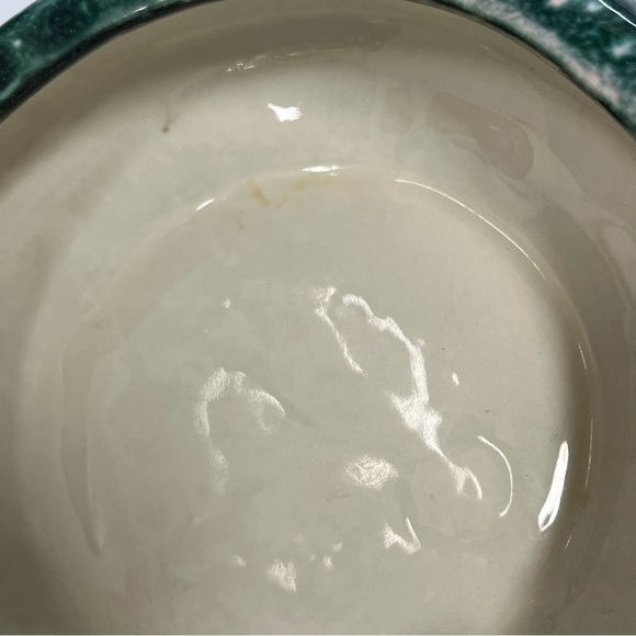 vintage 60s handmade trinket dish with lid green bubble glaze - Picture 8 of 8